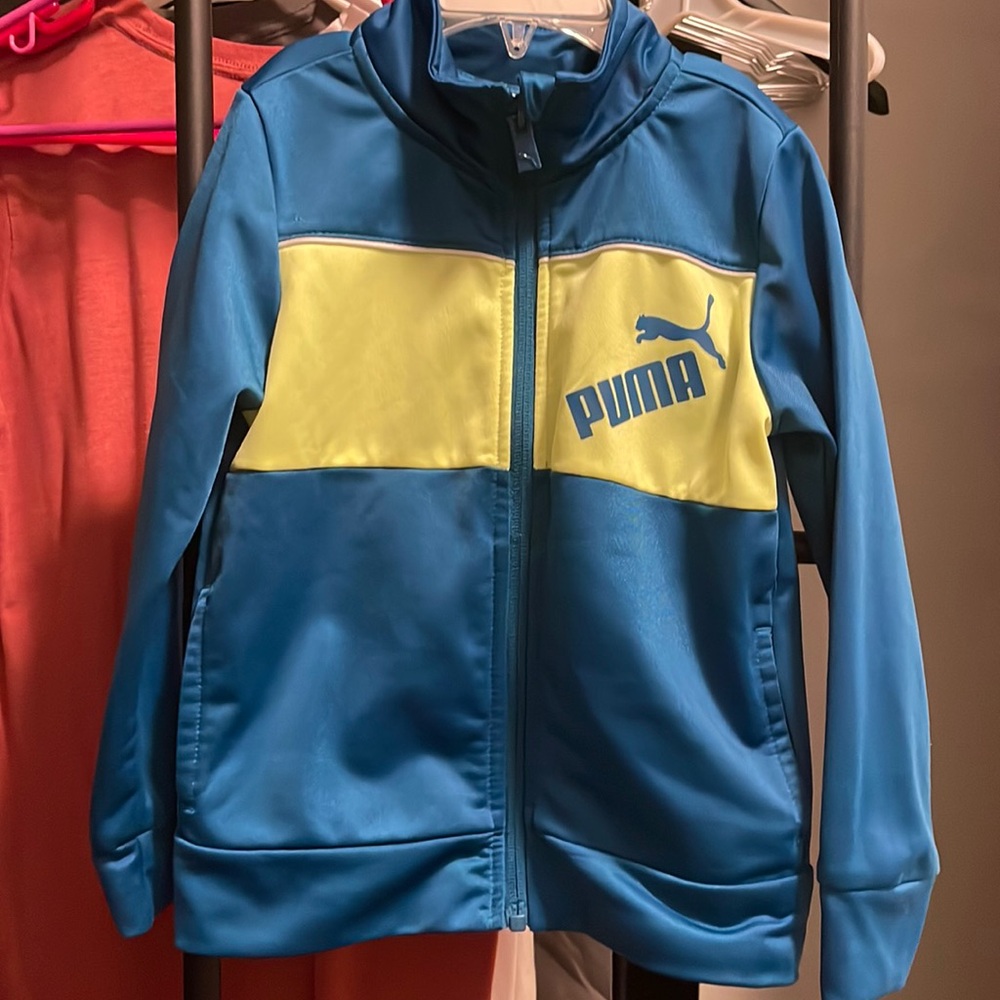 Puma 4 Windbreaker Blue Zipper Logo Jacket